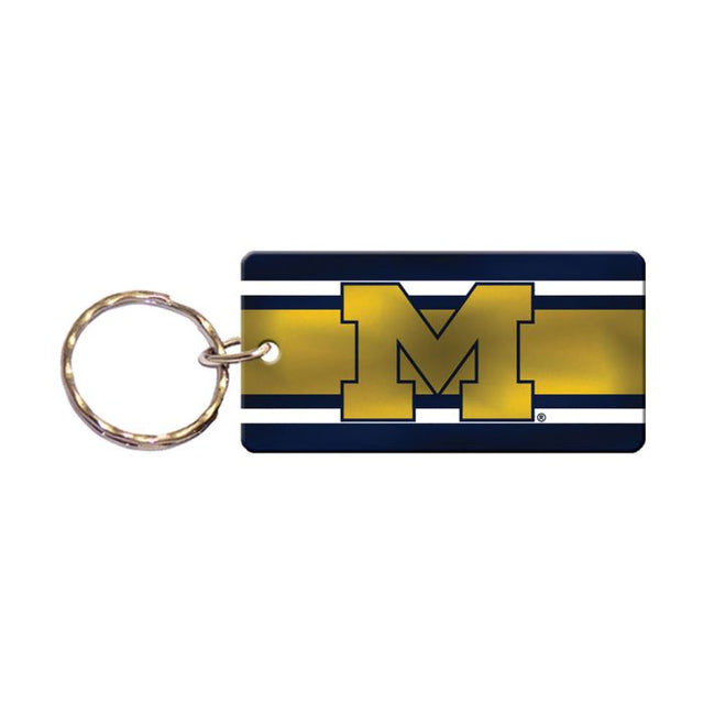 Llavero rectangular con rayas de los Michigan Wolverines