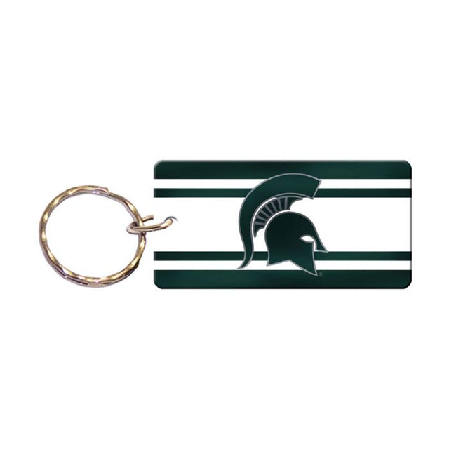 Llavero rectangular con rayas de los Spartans de Michigan State