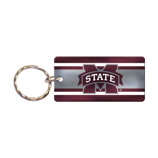 Llavero rectangular con rayas de los Mississippi State Bulldogs