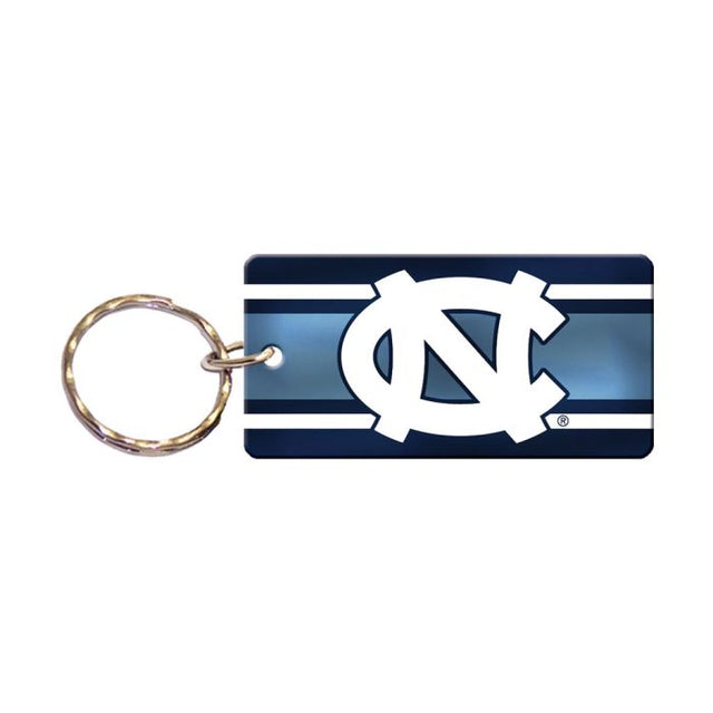 Llavero rectangular con rayas de los Tar Heels de Carolina del Norte