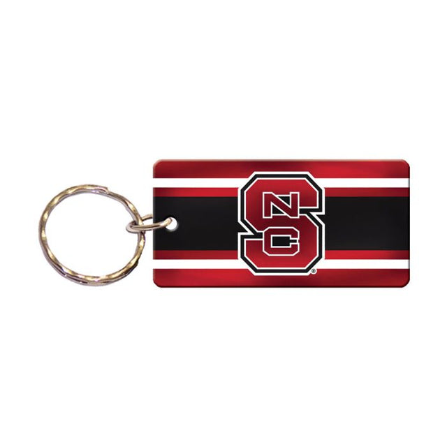 Llavero rectangular con rayas de los Wolfpack de NC State