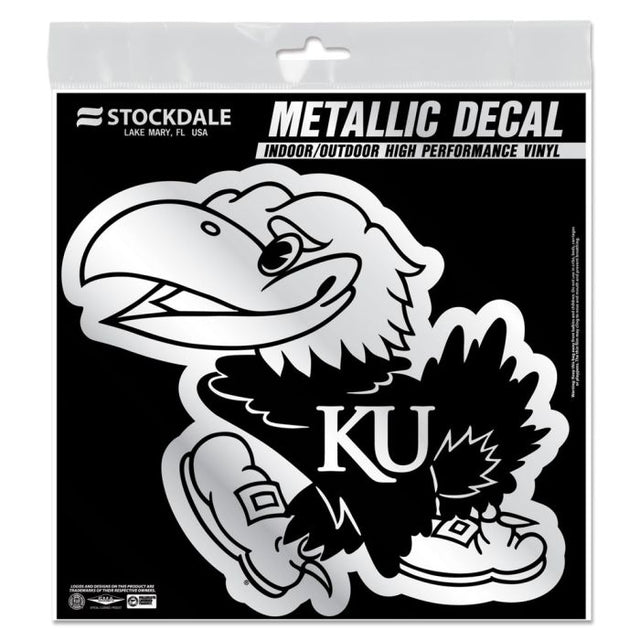 Calcomanía metálica de los Kansas Jayhawks de 6" x 6"