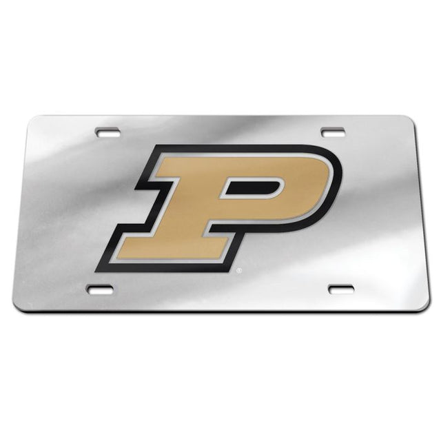 Matrículas clásicas de acrílico con fondo plateado de Purdue Boilermakers