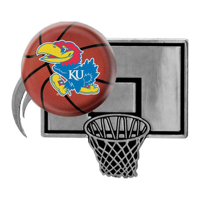 Emblema de metal cromado abovedado de baloncesto de los Kansas Jayhawks