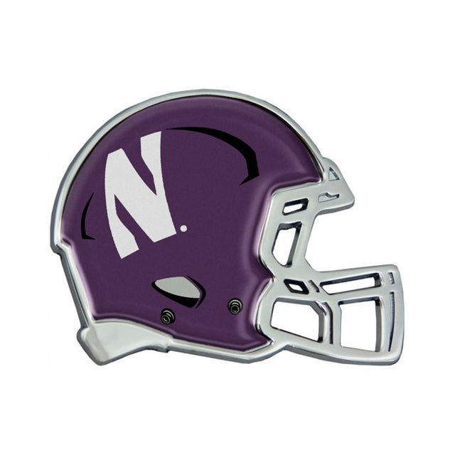 Emblema de metal cromado abovedado para casco de los Northwestern Wildcats