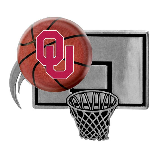 Emblema de metal cromado abovedado de los Oklahoma Sooners de BALONCESTO