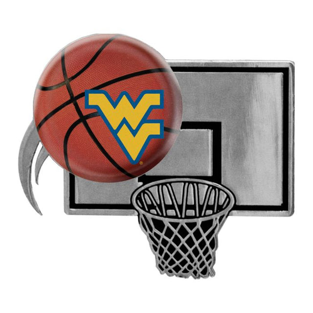 Emblema de metal cromado abovedado de los West Virginia Mountaineers BALONCESTO