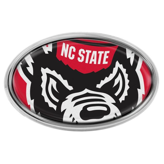 Emblema abovedado de metal cromado MEGA de los Wolfpack de NC State