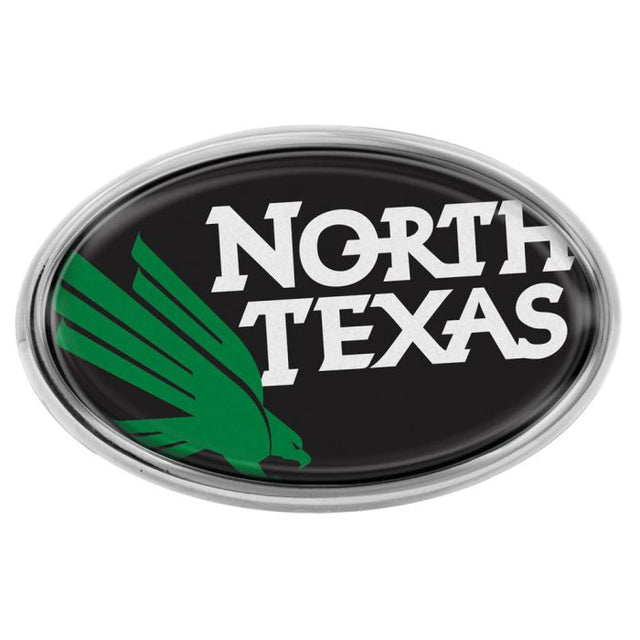 Emblema abovedado de metal cromado MEGA de North Texas Mean Green