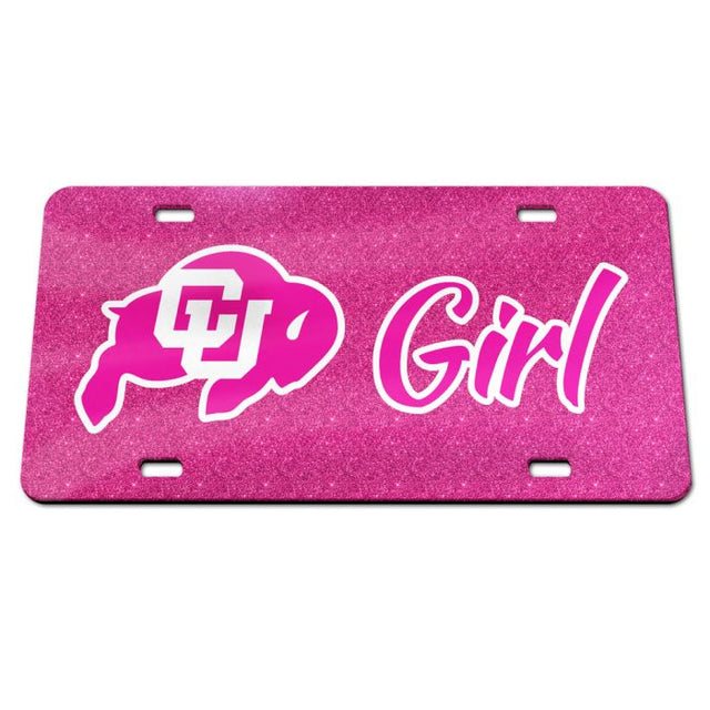 Colorado Buffaloes PINK GLITTER Acrylic Classic License Plates