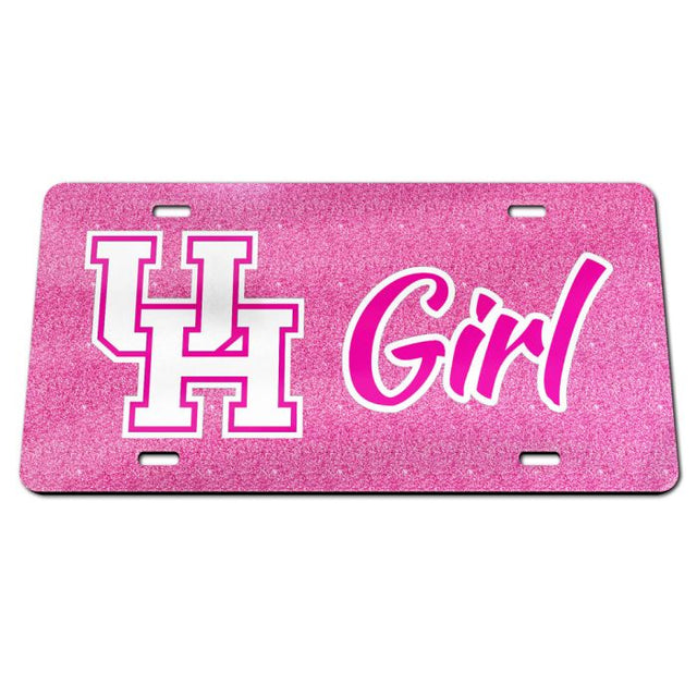 Houston Cougars PINK GLITTER Acrylic Classic License Plates