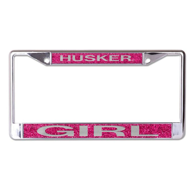 Nebraska Cornhuskers GLITTER BACKGROUND Lic Plt Frame S/L Printed