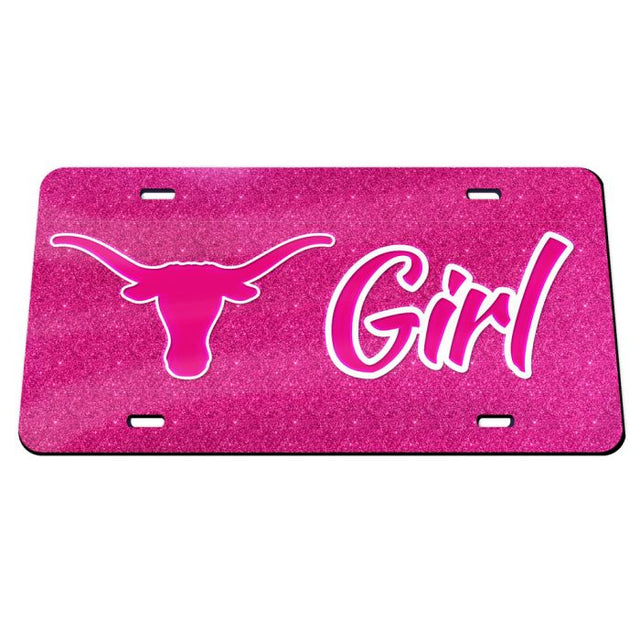 Texas Longhorns PINK GLITTER Acrylic Classic License Plates