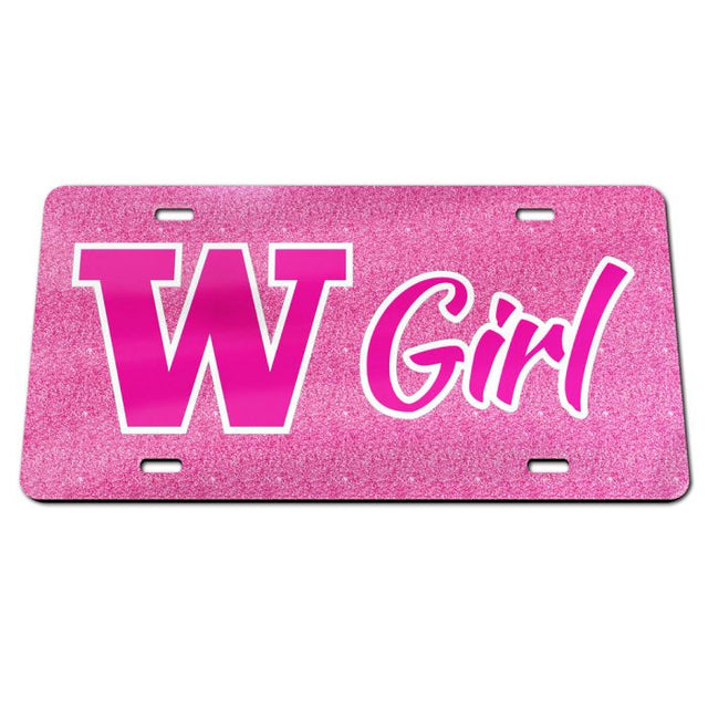 Washington Huskies PINK GLITTER Acrylic Classic License Plates