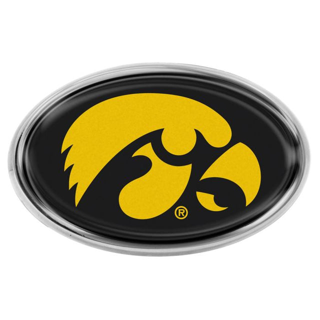 Emblema abovedado de metal cromado de Iowa Hawkeyes