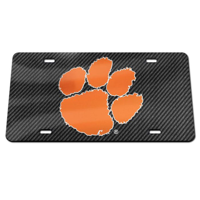 Clemson Tigers CARBON Acrylic Classic License Plates