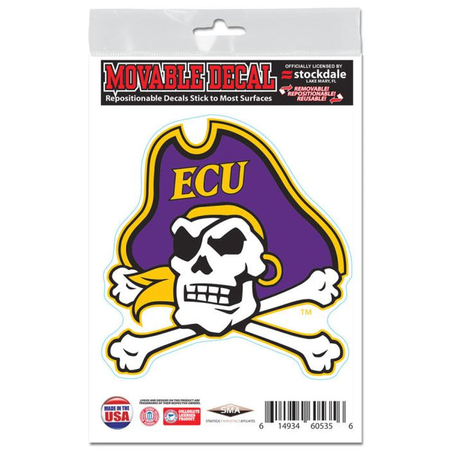 Calcomanías para todas las superficies de East Carolina Pirates, 3" x 5"