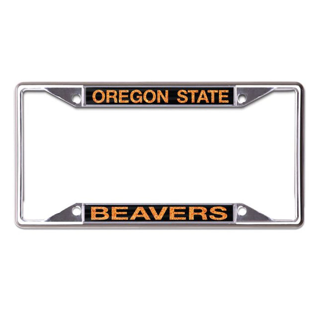 Marco de licencia con letras brillantes de Oregon State Beavers, de acero inoxidable, estampado en color S/S