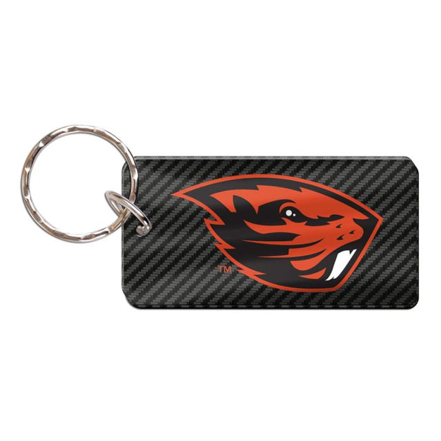 Llavero rectangular de carbono de Oregon State Beavers