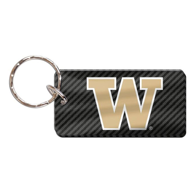 Llavero rectangular de carbono de Washington Huskies