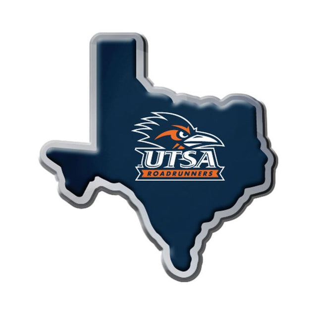 Emblema de metal cromado abovedado del estado de Texas San Antonio Roadrunners