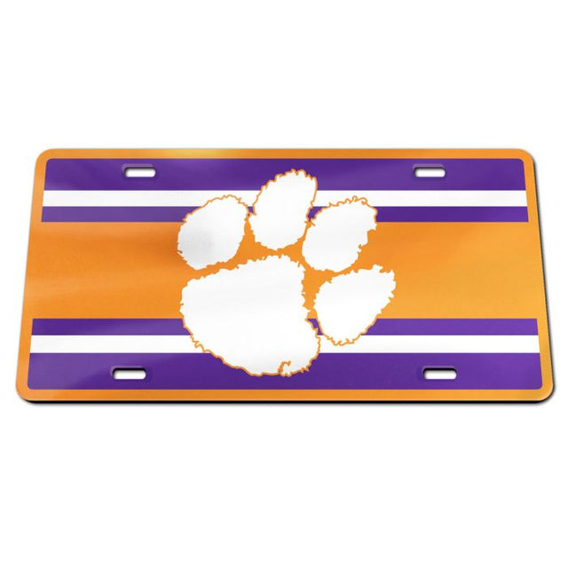 Placa de matrícula especial de acrílico STRIPES de Clemson Tigers