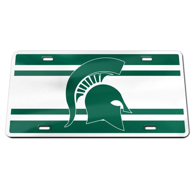 Placa de matrícula especial de acrílico STRIPES de los Spartans de Michigan State