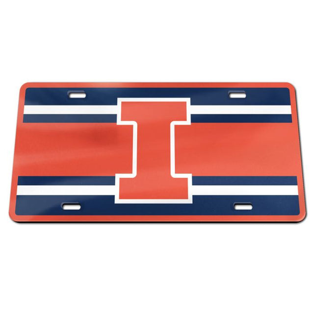 Matrícula acrílica especial STRIPES de Illinois Fighting Illini