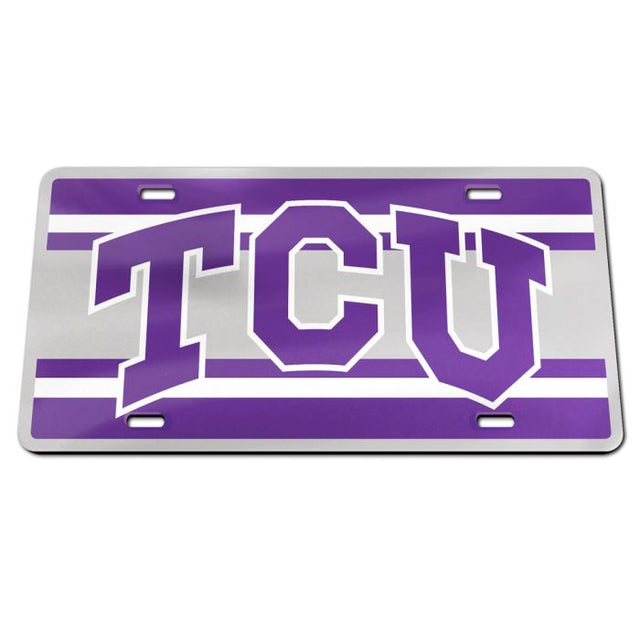 Placa de matrícula especial de acrílico con rayas de TCU Horned Frogs