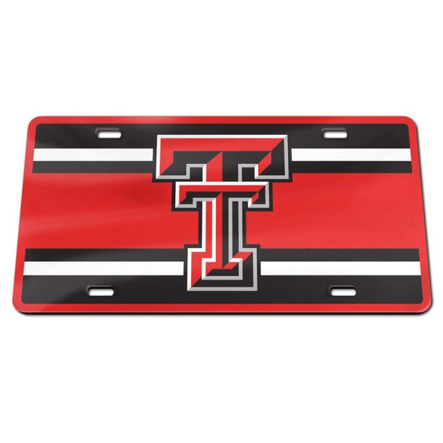 Placa de matrícula especial de acrílico con el logo de Texas Tech Red Raiders STRIPES