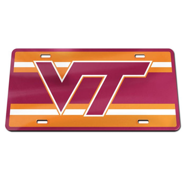 Virginia Tech Hokies STRIPES Specialty Acrylic License Plate