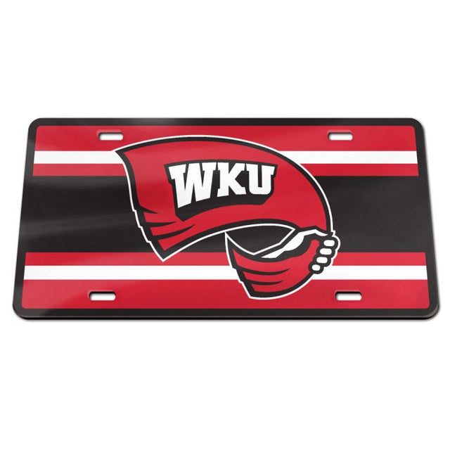 Placa de matrícula especial de acrílico STRIPES de Western Kentucky Hilltoppers