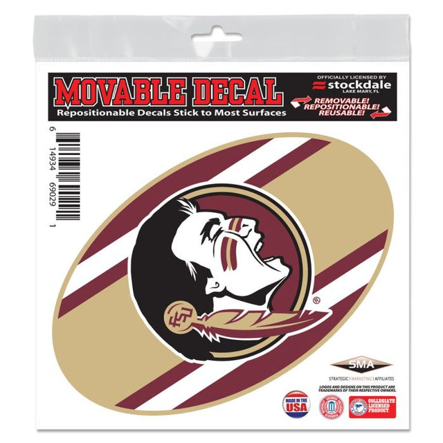 Calcomanía para todas las superficies con el logo de los Florida State Seminoles STRIPES de 6" x 6"