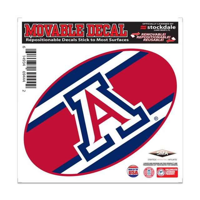 Calcomanía para todas las superficies con rayas de Arizona Wildcats, 6" x 6"