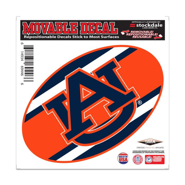 Calcomanía para todas las superficies con rayas de Auburn Tigers, 6" x 6"