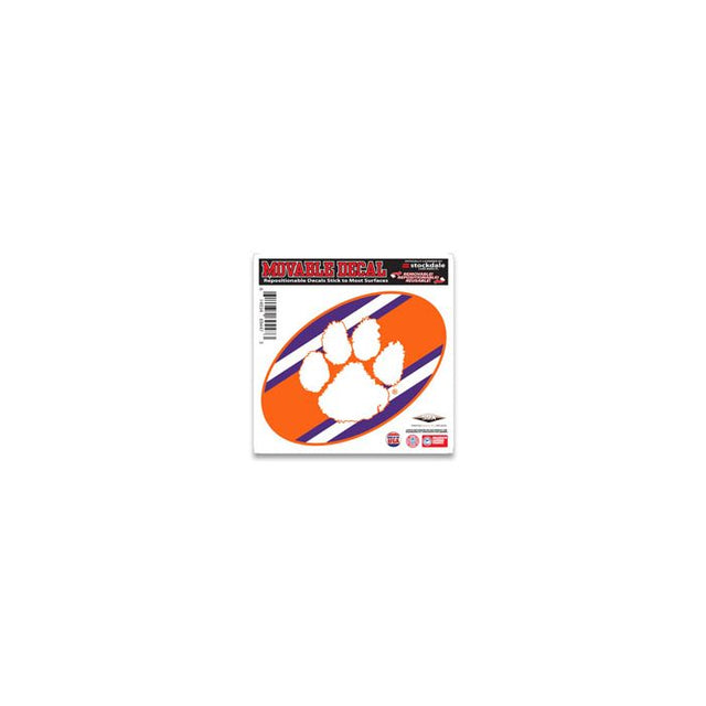 Calcomanía para todas las superficies con rayas de Clemson Tigers, 6" x 6"