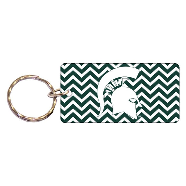 Michigan State Spartans CHEVRON Keychain Rectangle