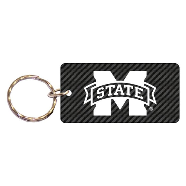 Llavero rectangular de carbono de los Mississippi State Bulldogs