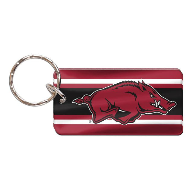 Llavero rectangular con rayas de Arkansas Razorbacks