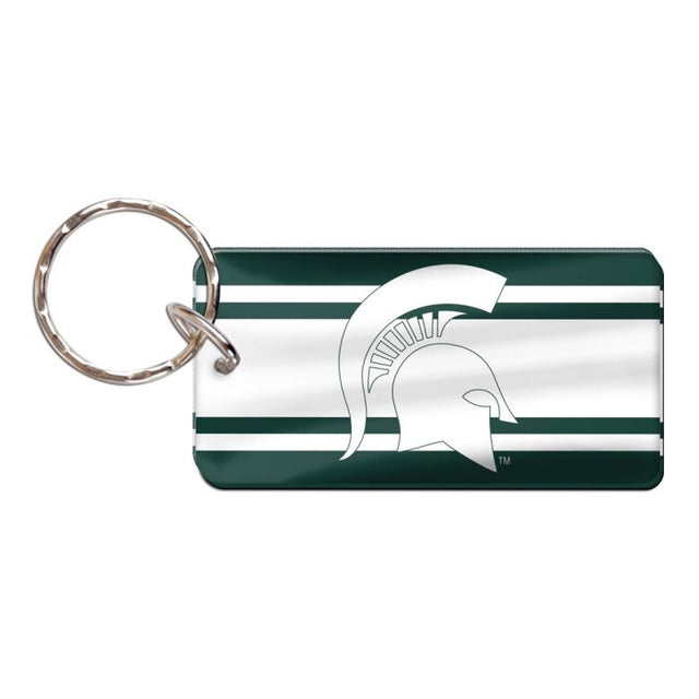 Michigan State Spartans STRIPES Keychain Rectangle