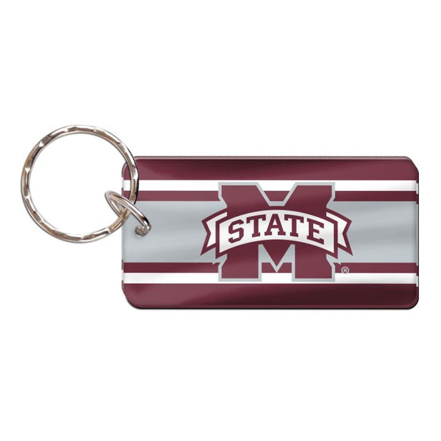 Llavero rectangular con rayas de los Mississippi State Bulldogs