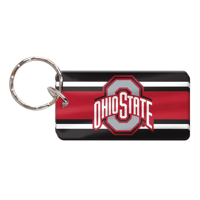 Llavero rectangular con rayas de los Ohio State Buckeyes