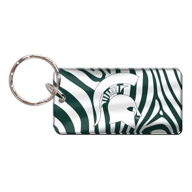 Michigan State Spartans ZEBRA Keychain Rectangle