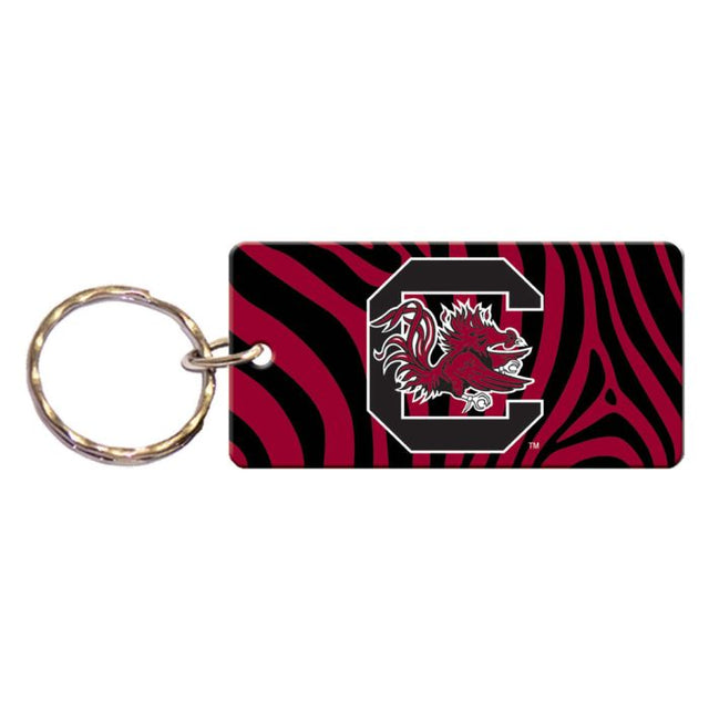 South Carolina Gamecocks ZEBRA Keychain Rectangle