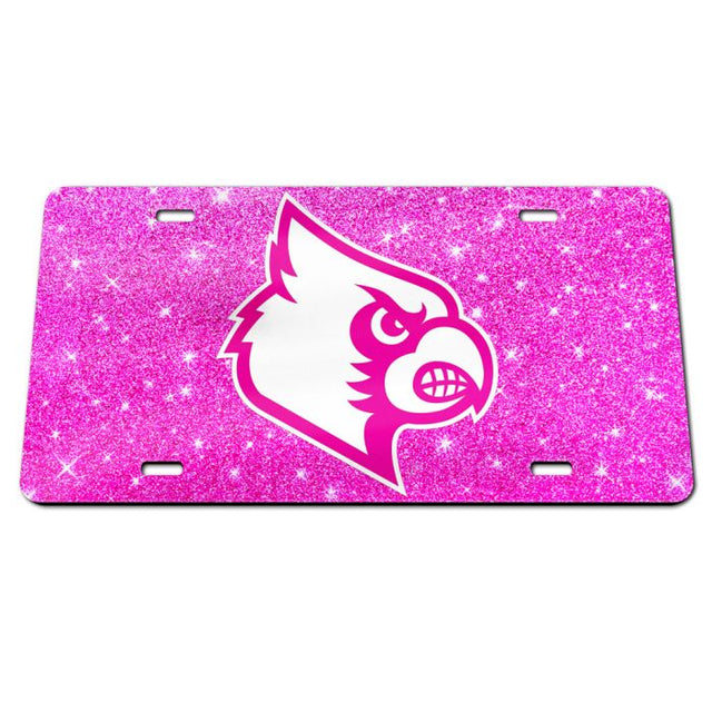 Louisville Cardinals PINK GLITTER Specialty Acrylic License Plate