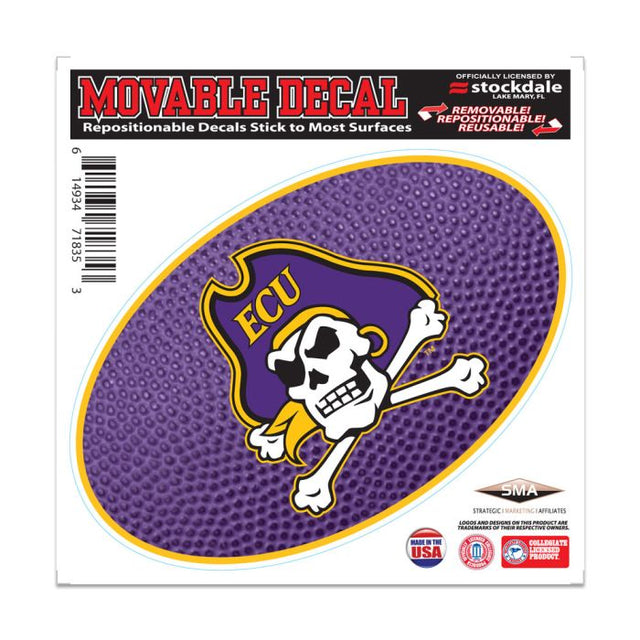 Calcomanía para todas las superficies de East Carolina Pirates TEAMBALL de 6" x 6"