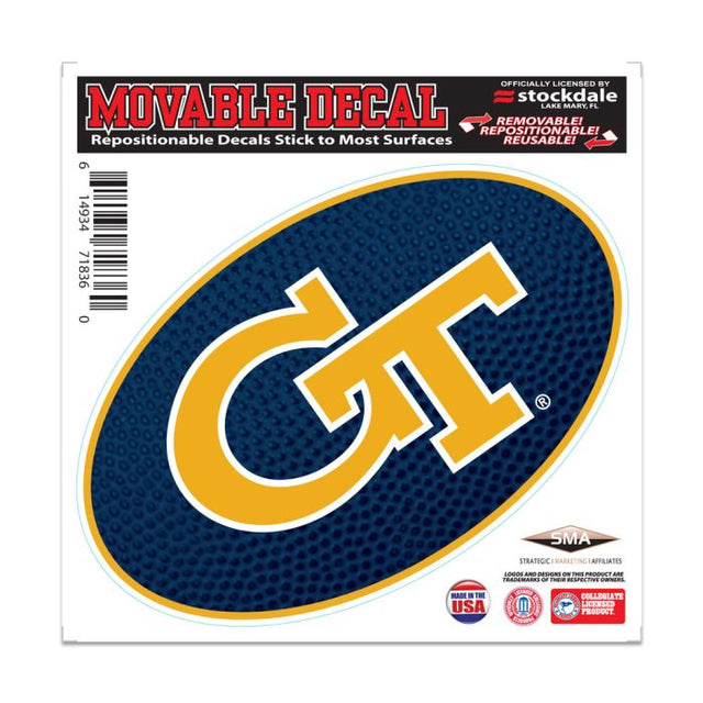 Calcomanía para todas las superficies de Georgia Tech Yellow Jackets TEAMBALL de 6" x 6"