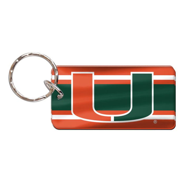 Llavero rectangular con rayas de los Miami Hurricanes