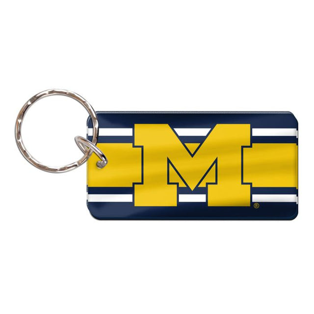 Llavero rectangular con rayas de los Michigan Wolverines