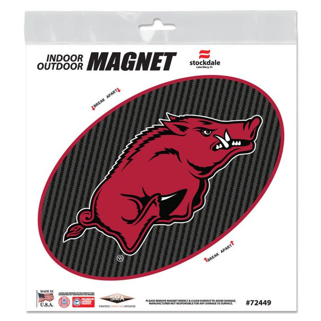 Imanes para exteriores de carbono Arkansas Razorbacks de 6" x 6"